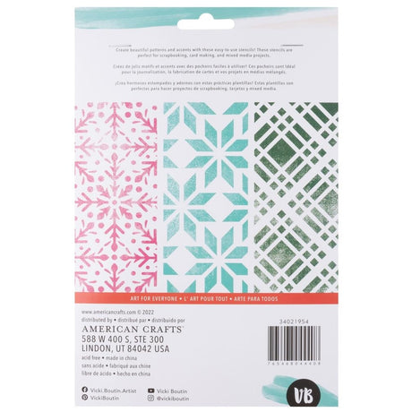 Vicki Boutin Peppermint Kisses - Snowflakes Stencil Pack 3/Pkg