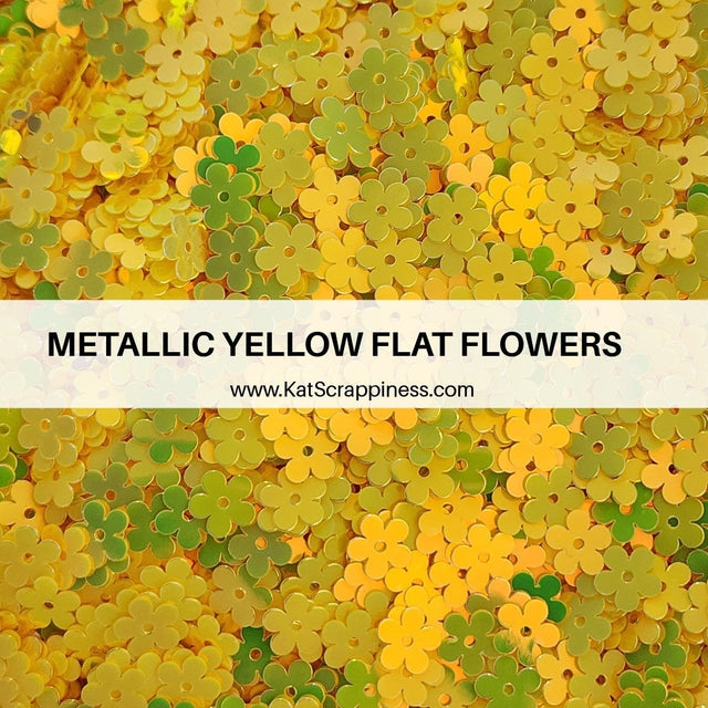 Metallic Yellow Flat Flower Sequins