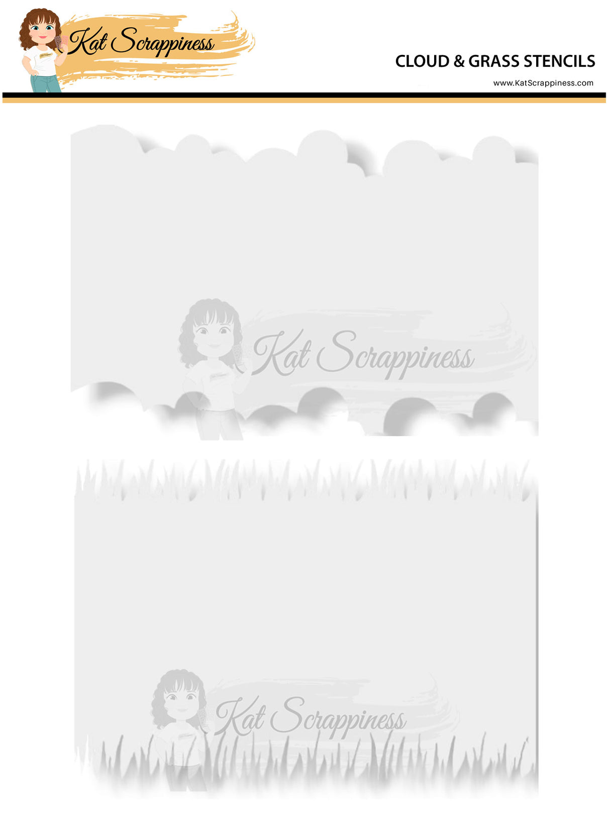 Clouds & Grass 6x6 Layered Stencils - 2pc - Holiday Release!