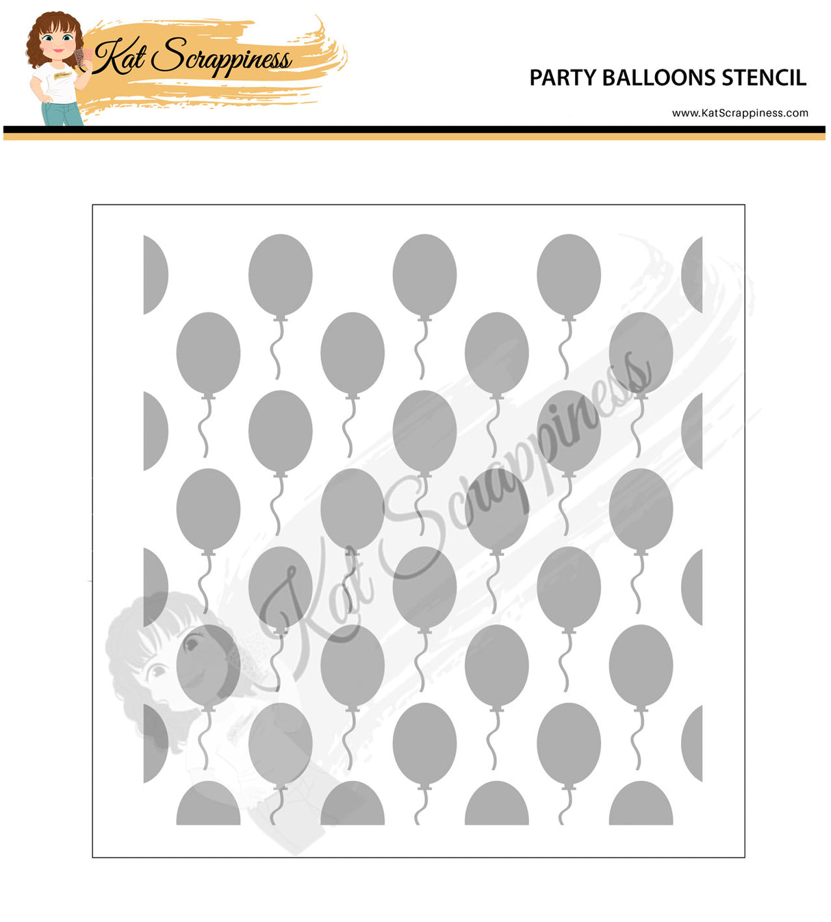 Party Balloons 6x6 Stencil  - Holiday Release!