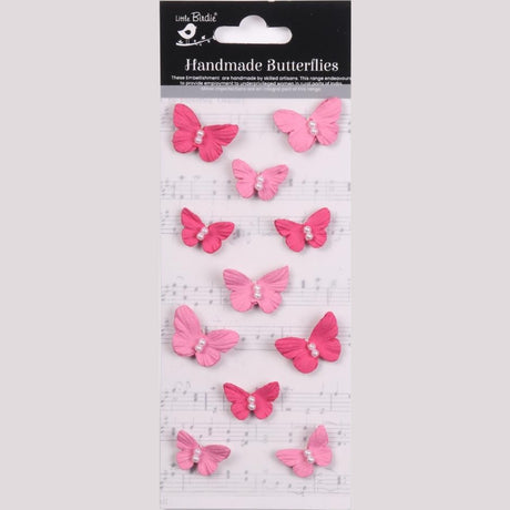 Precious Pink Pearl Butterflies Handmade Embellishment Stickers