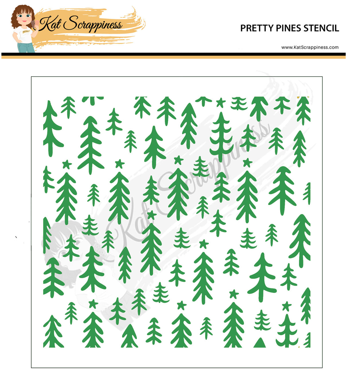 Pretty Pines 6x6 Stencil - Holiday Release!