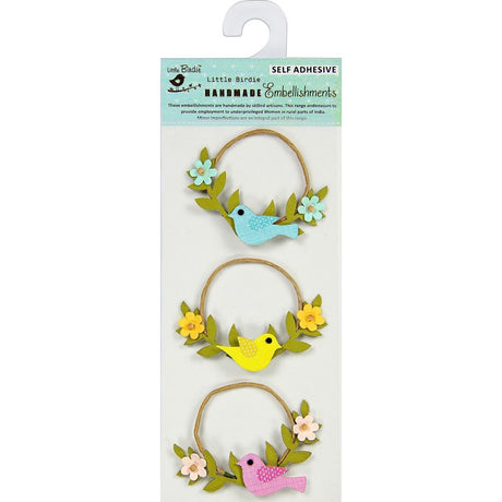 Birds & Blooms Handmade Embellishment Stickers 3/Pkg