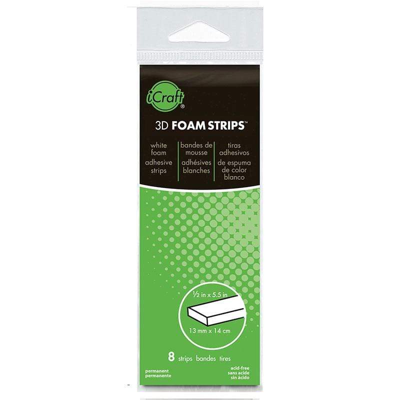 iCraft 3D Foam Strips 8/Pkg White .5"X5.5"