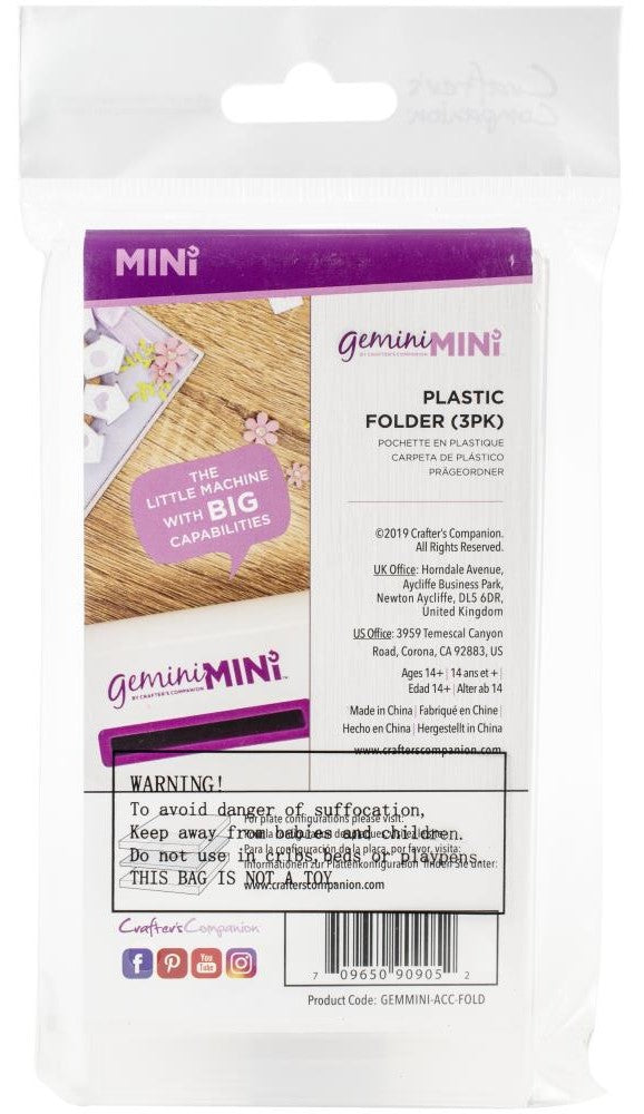 Gemini Mini Plastic Folder 6"X3" 3/Pkg