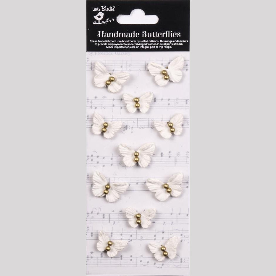 Ivory Pearl Butterflies Handmade Embellishment Stickers