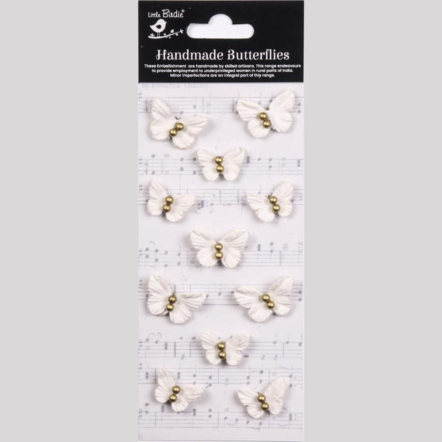 Ivory Pearl Butterflies Handmade Embellishment Stickers