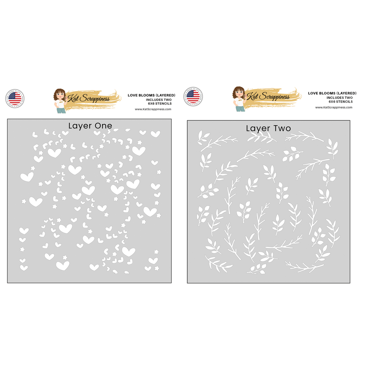 Love Blooms Layered 6x6 Stencils - 2pk