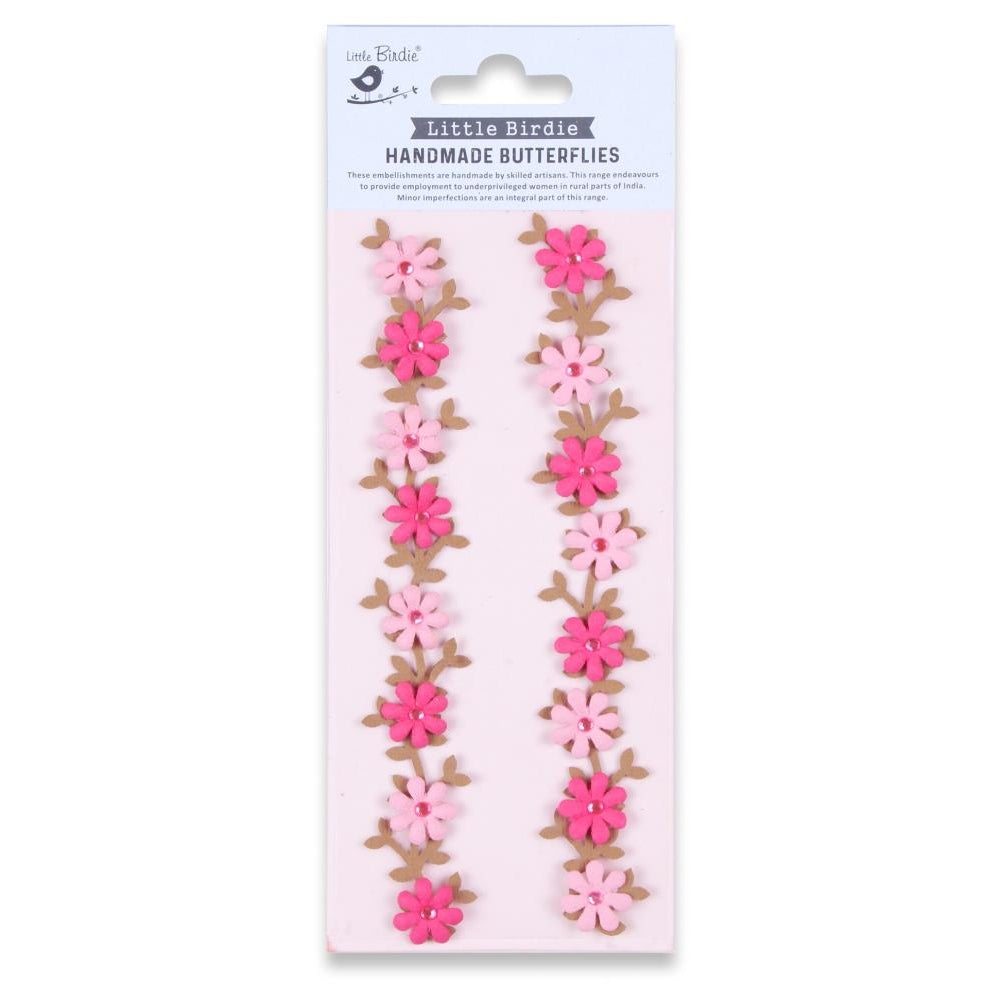 Pink Jewel Floral Vine 3d Handmade Embellishment Stickers