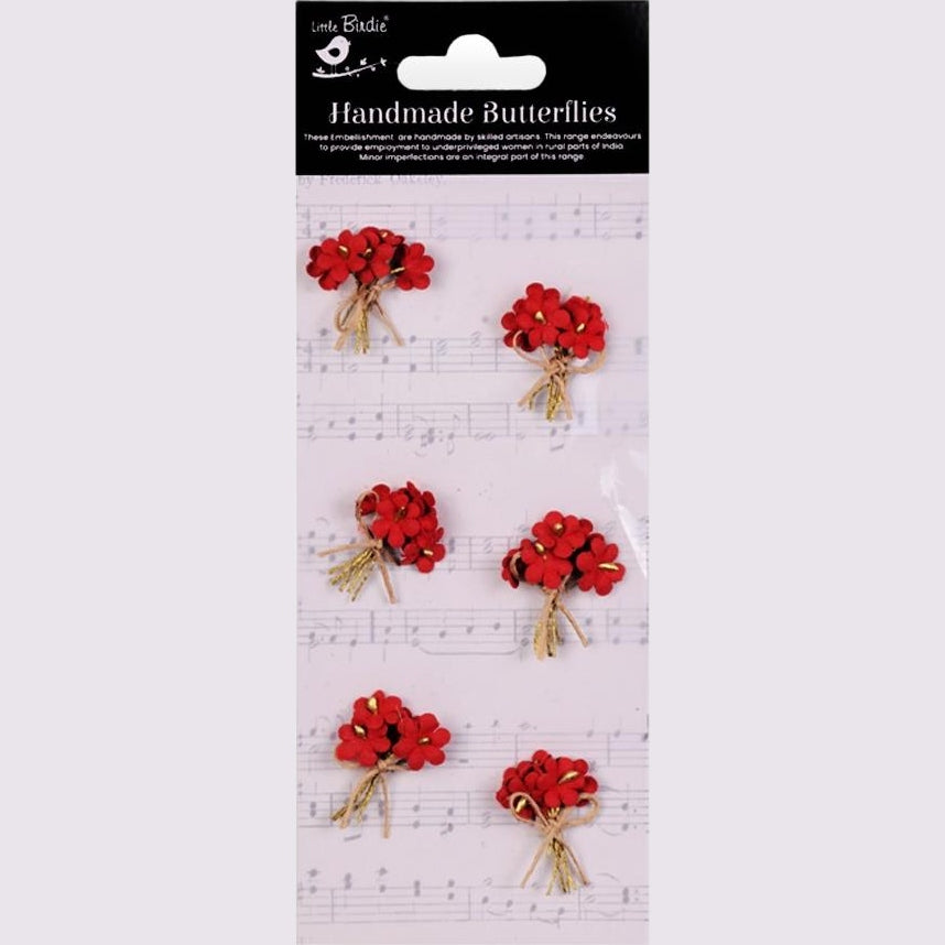 Cardinal Red Paper Bouquet Handmade Embellishment Stickers