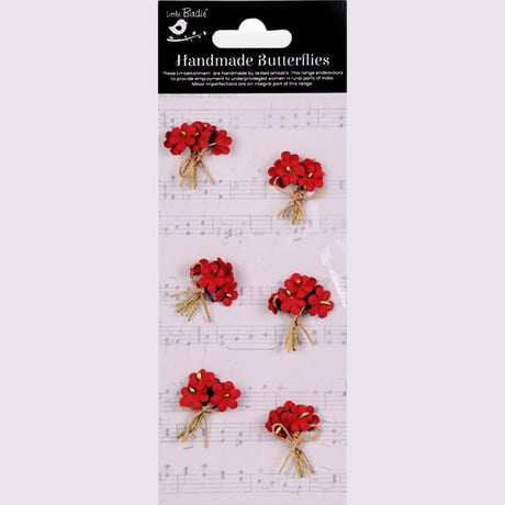 Cardinal Red Paper Bouquet Handmade Embellishment Stickers