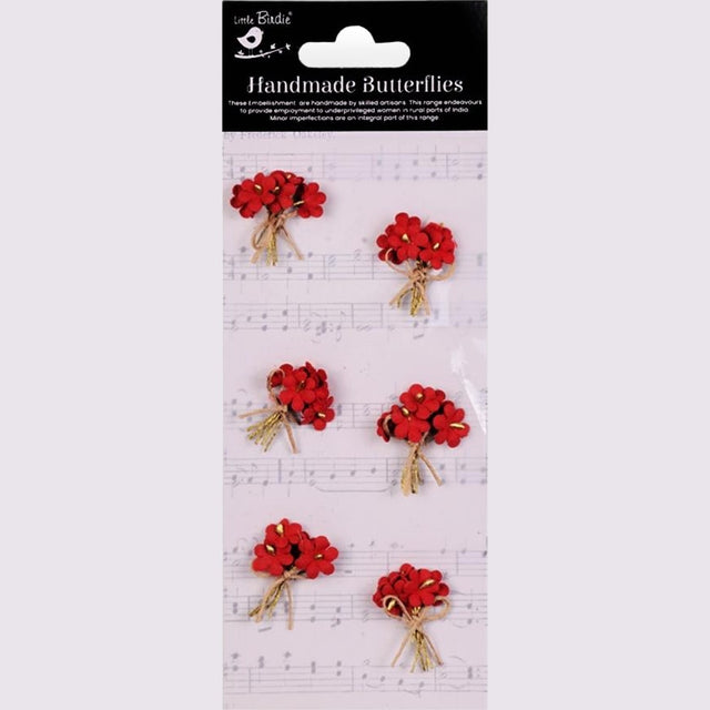 Cardinal Red Paper Bouquet Handmade Embellishment Stickers