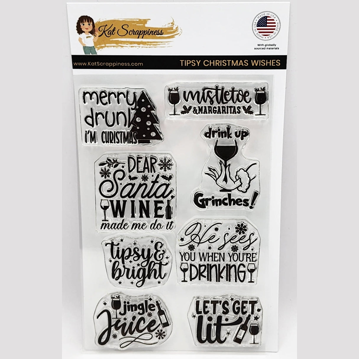 Tipsy Christmas Wishes Clear Stamp Set