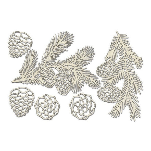 Evergreen with Pine Cones Chipboard Embellishments - Holiday Release!