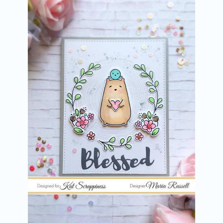 "Blessed" Brush Script Word & Sentiment Die by Kat Scrappiness - Kat Scrappiness