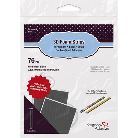 Scrapbook Adhesives 3D Foam Strips 76/Pkg Black, 0.12"X3.93"X0.08"