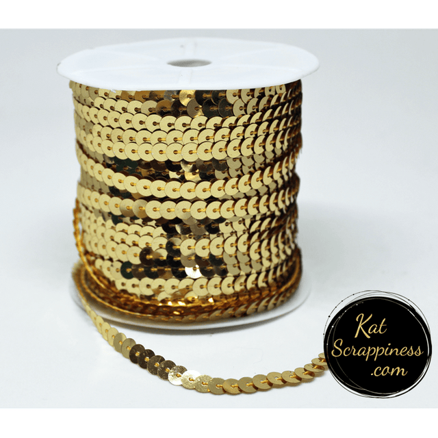 Gold Sequin Trim - 5 Feet - Kat Scrappiness