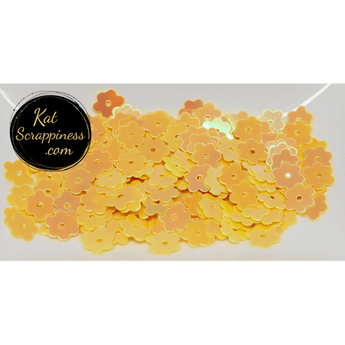 6mm Yellow AB Flat Flower Sequins Shaker Card Fillers - Kat Scrappiness