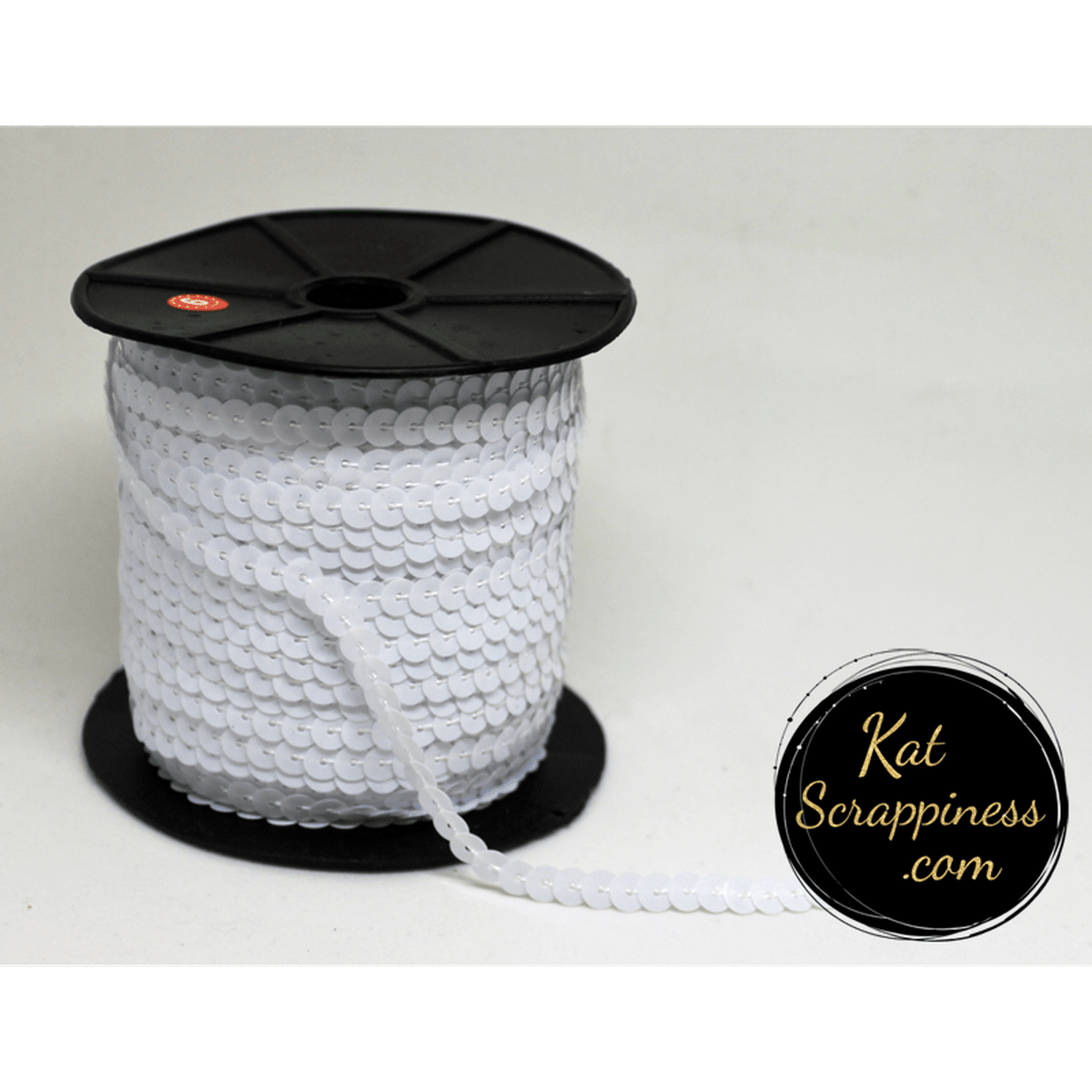 White Sequin Trim - 5 Feet - Kat Scrappiness