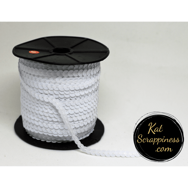 White Sequin Trim - 5 Feet - Kat Scrappiness