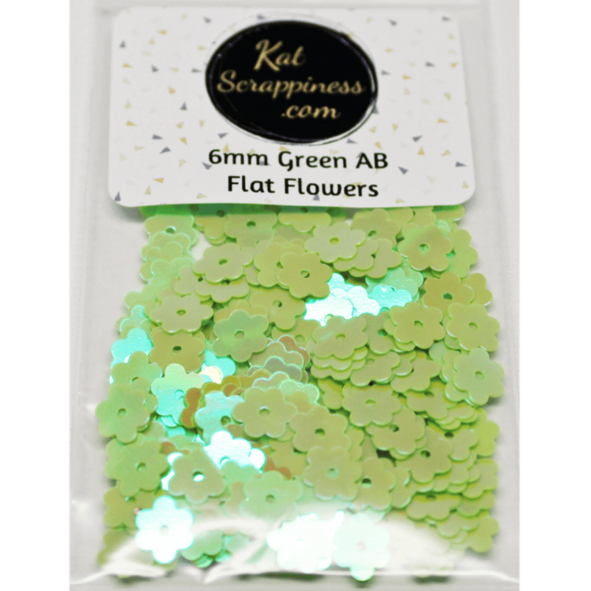 6mm Green AB Flat Flower Sequins Shaker Card Fillers - Kat Scrappiness