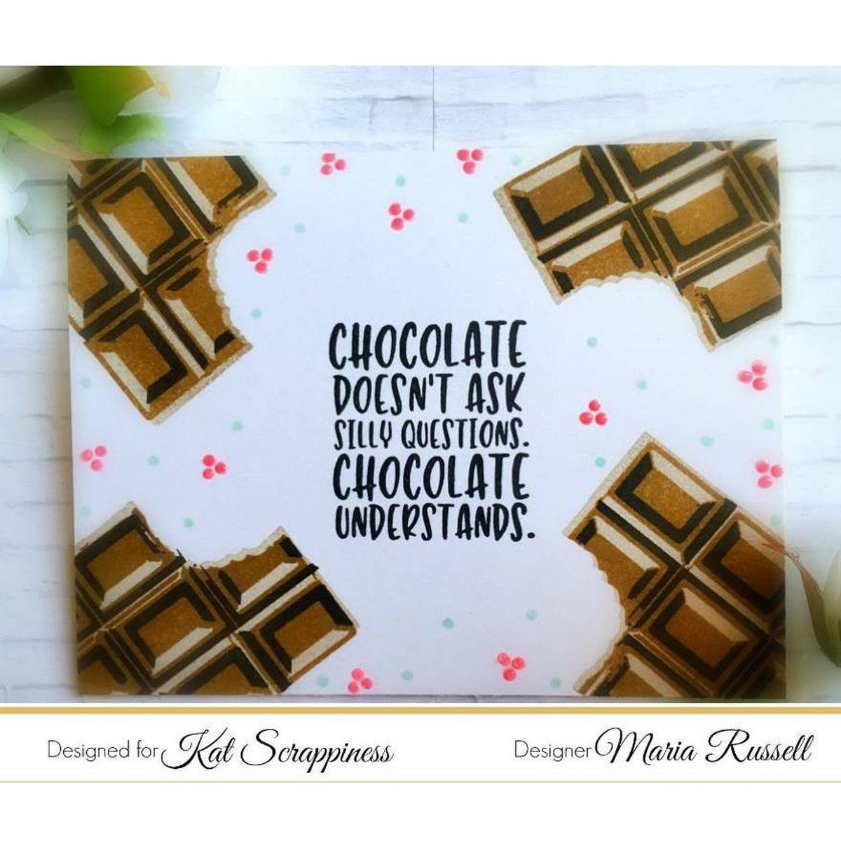 I Love Chocolate Sentiment Stamp Set by Kat Scrappiness - Kat Scrappiness