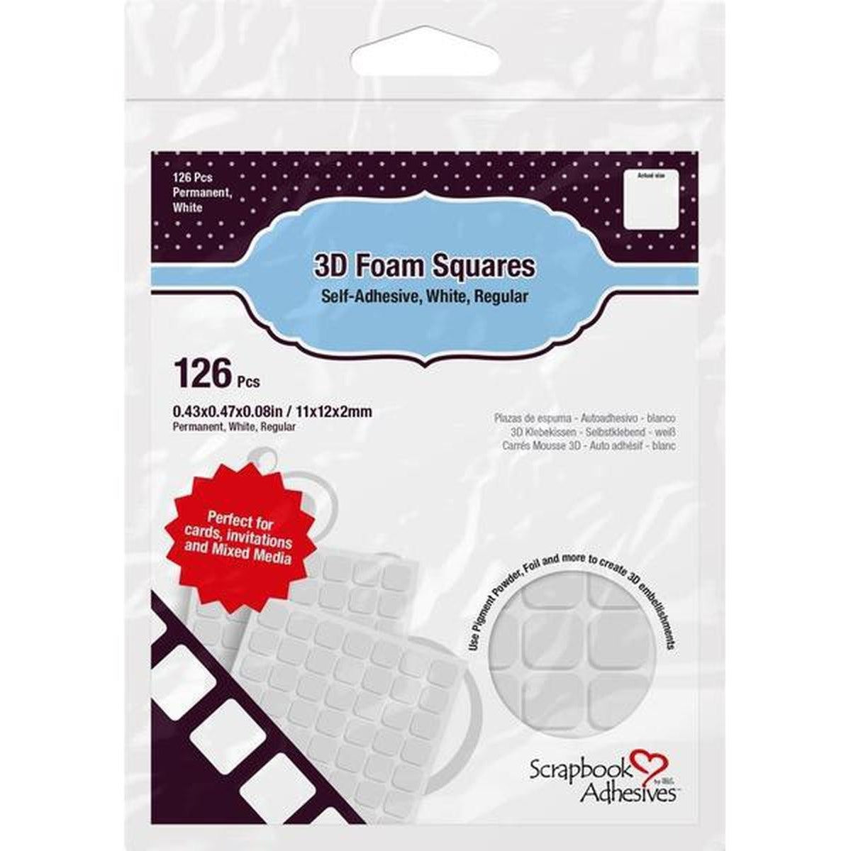 Scrapbook Adhesives 3D Self-Adhesive Foam Squares 126/Pkg - Kat Scrappiness