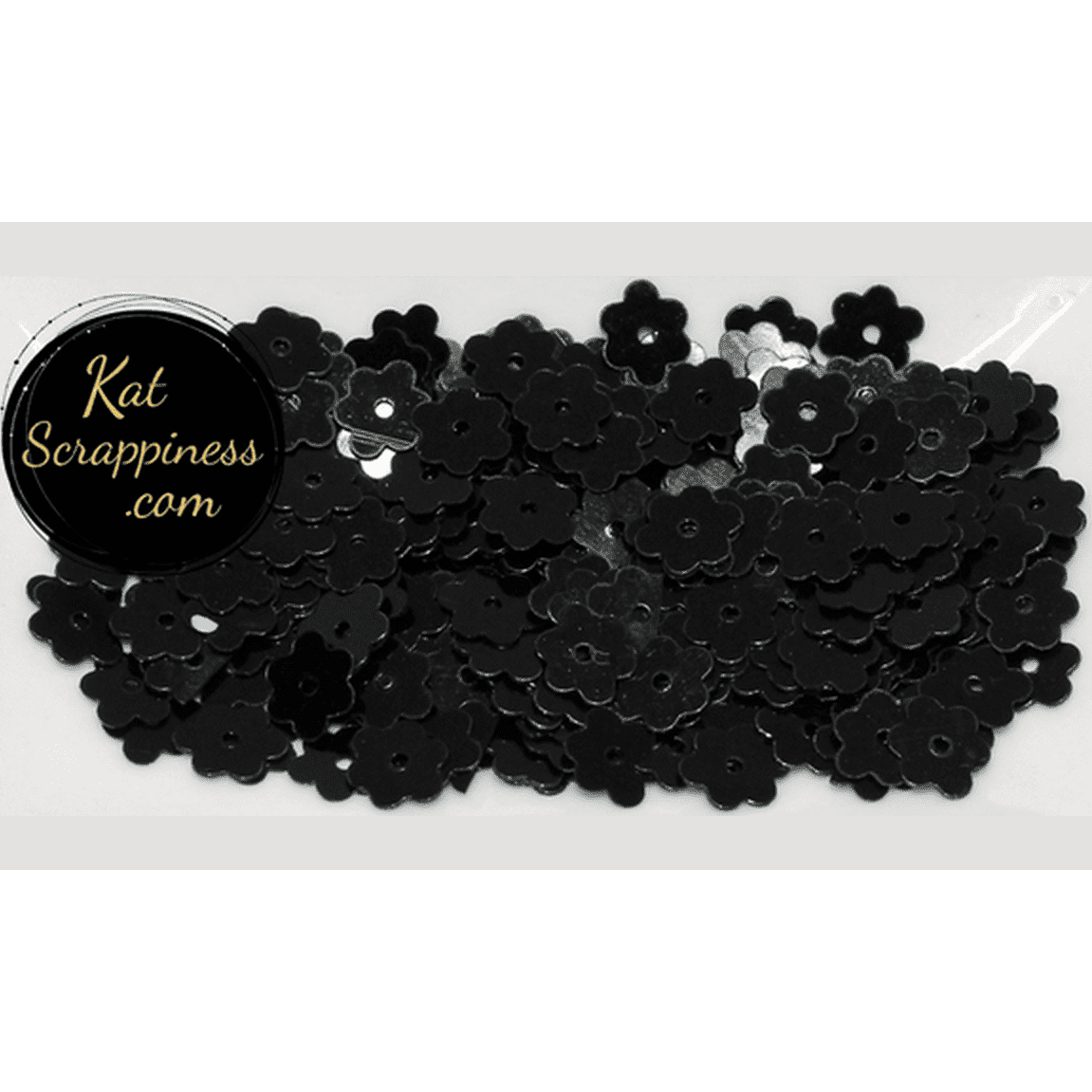 6mm Black Flat Flower Sequins Shaker Card Fillers - Kat Scrappiness