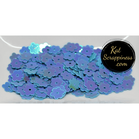 6mm Blue AB Flat Flower Sequins Shaker Card Fillers - Kat Scrappiness