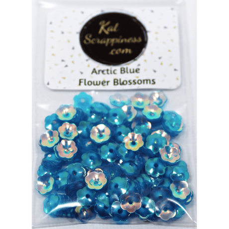 6mm Arctic Blue Flower Blossom Sequins Shaker Card Fillers - Kat Scrappiness