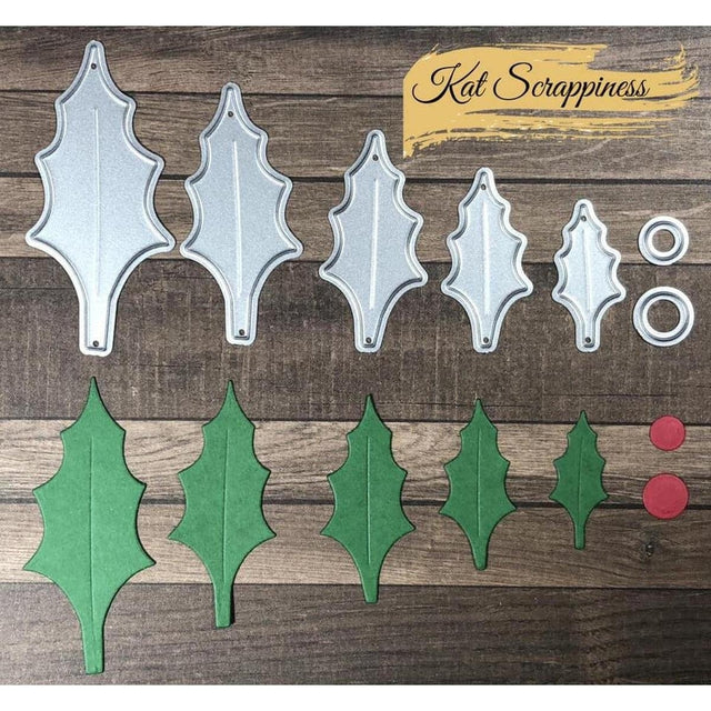 Holly Leaves & Berries Dies by Kat Scrappiness - Kat Scrappiness