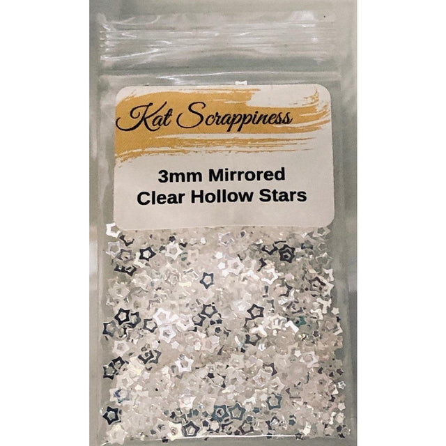 3mm Mirrored Clear Hollow Star Sequins - Kat Scrappiness