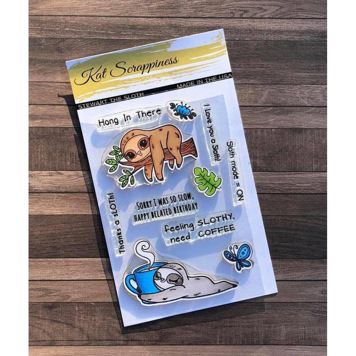 "Stewart the Sloth" Stamp Set by Kat Scrappiness - Kat Scrappiness