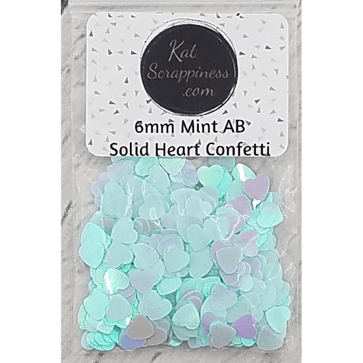 6mm Mint AB Solid Heart Sequins - Kat Scrappiness