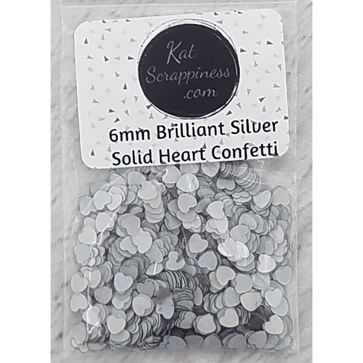 4mm Brilliant Silver Solid Heart Sequins - Kat Scrappiness