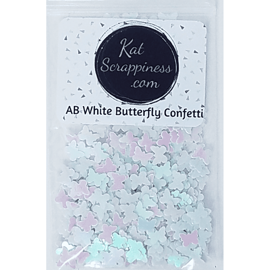 AB White Butterfly Confetti - Kat Scrappiness