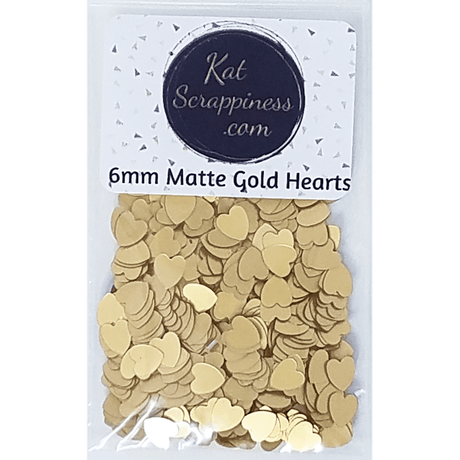 6mm Matte Gold Solid Heart Sequins - Kat Scrappiness