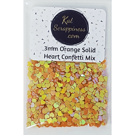 3mm Orange Solid Heart Sequins - Kat Scrappiness