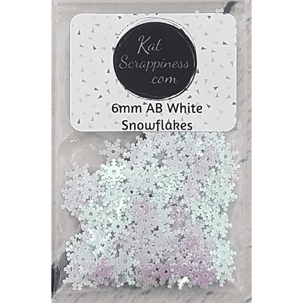 6mm White AB Snowflake Sequins - Kat Scrappiness