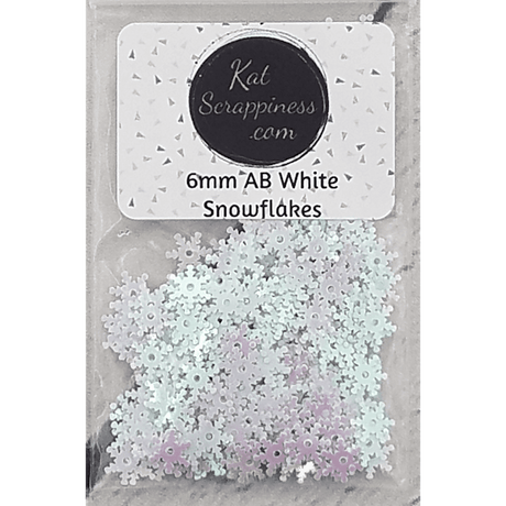 6mm White AB Snowflake Sequins - Kat Scrappiness