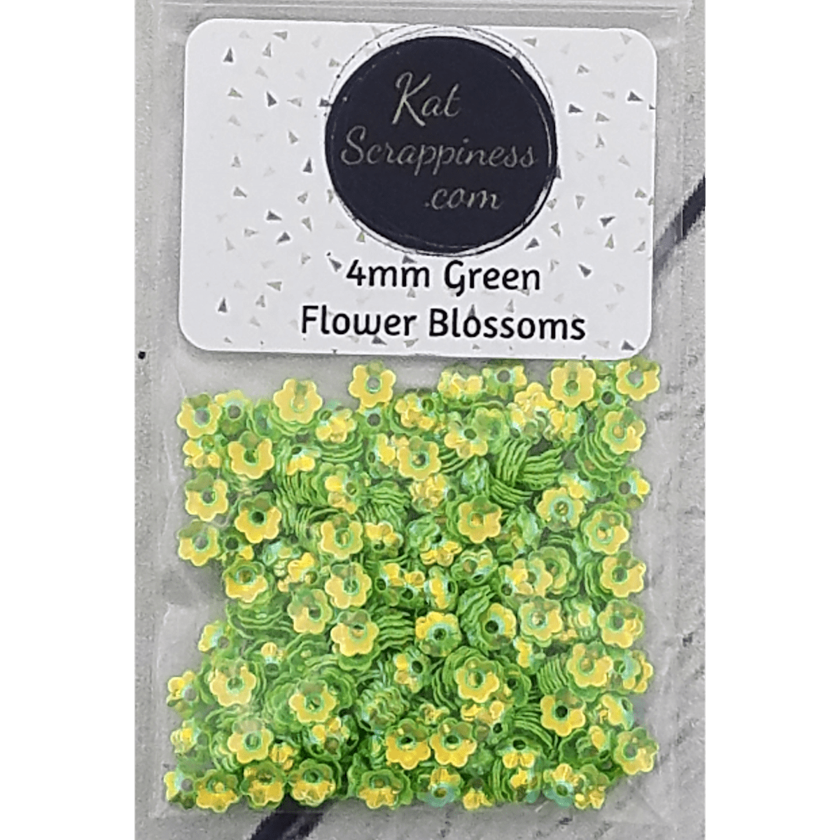 4mm Lime Green Flower Blossom Sequins Shaker Card Fillers - Kat Scrappiness