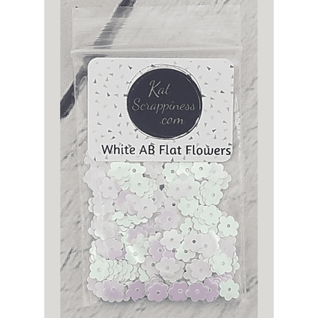 6mm White AB Flat Flower Sequins - Kat Scrappiness