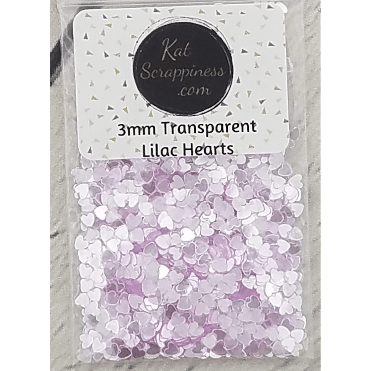 3mm Transparent Lilac Solid Heart Sequins - Kat Scrappiness