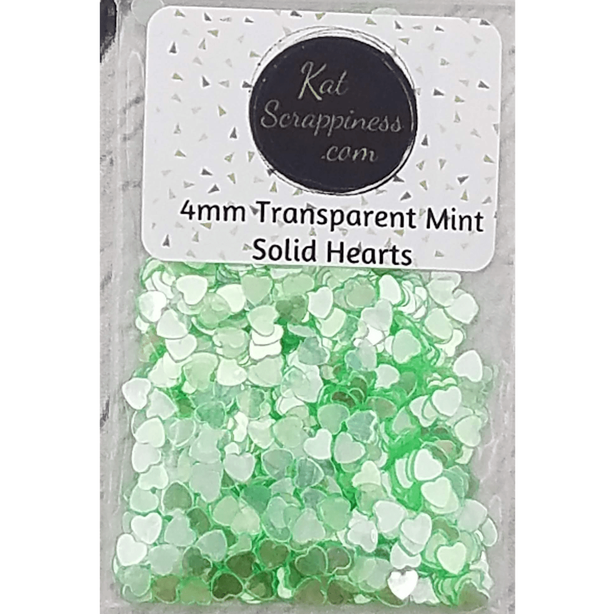 4mm Transparent Mint Solid Heart Confetti - Sequins - Kat Scrappiness