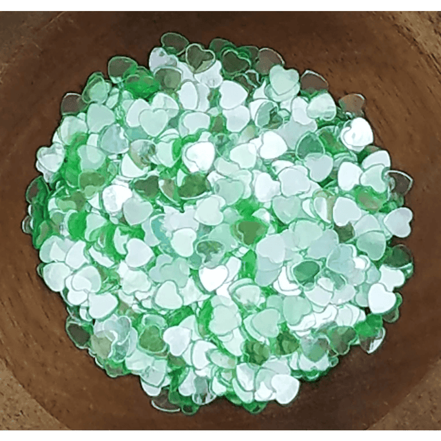 4mm Transparent Mint Solid Heart Confetti - Sequins - Kat Scrappiness