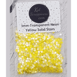 3mm Transparent Neon Yellow Solid Star Sequins - Kat Scrappiness