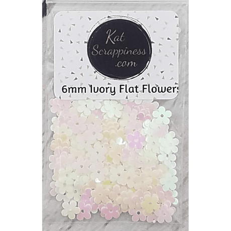 6mm Ivory Flat Flower Sequins - Kat Scrappiness