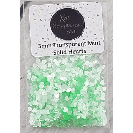 3mm Transparent Mint Green Solid Heart Sequins - Kat Scrappiness