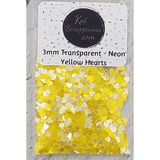 3mm Transparent Neon Yellow Solid Heart Sequins - Kat Scrappiness