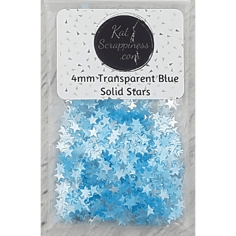 4mm Transparent Blue Solid Star Confetti - Sequins - Kat Scrappiness